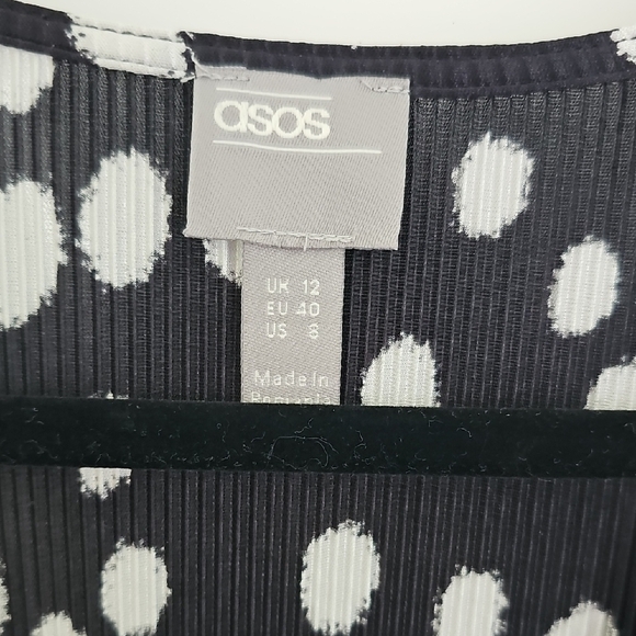 ASOS Black and White Ruched Midi Dress Size 8 - Picture 2 of 5